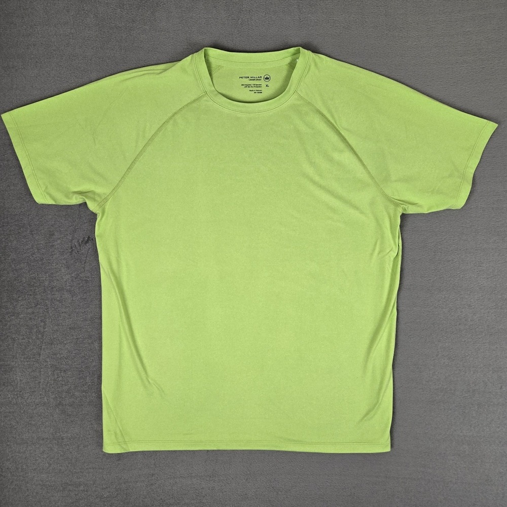 Peter Millar T-Shirt Men XL Short Sleeve Green UPF 50+ Rio Technical Corwn Sport
